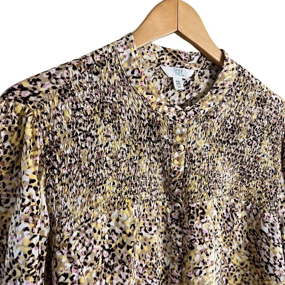 Time and True Cheetah Print Blouse Plus Size XXL Multicolor Long Sleeves Top - Picture 5 of 6